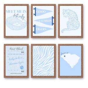 Blue Clemson University Wall Art Prints For Dorm