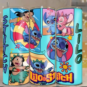 Lilo & Stitch Inspired 20oz Tumbler Wrap PNG – Cute Cartoon Sublimation Design – Summer Comic Style Skinny Tumbler Digital Download