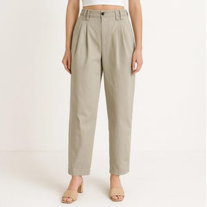 high waisted pants 90s vtg Cherokee beige khaki cotton trousers