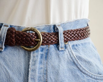 Vintage Womens Colorful Braided Belt with Leather Details Free Shipping