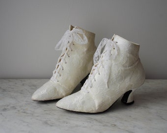 white lace granny boots