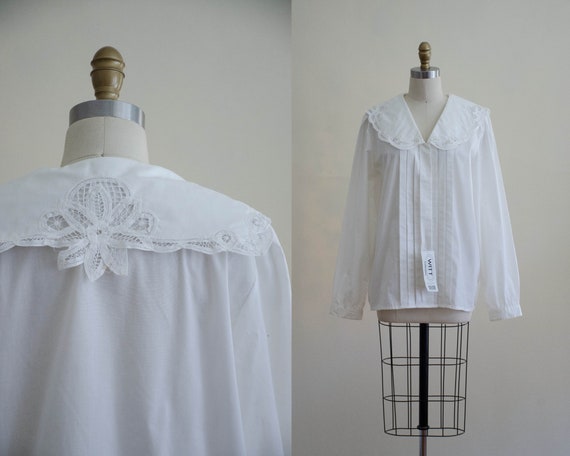 Edwardian style blouse | white cotton blouse | Bat