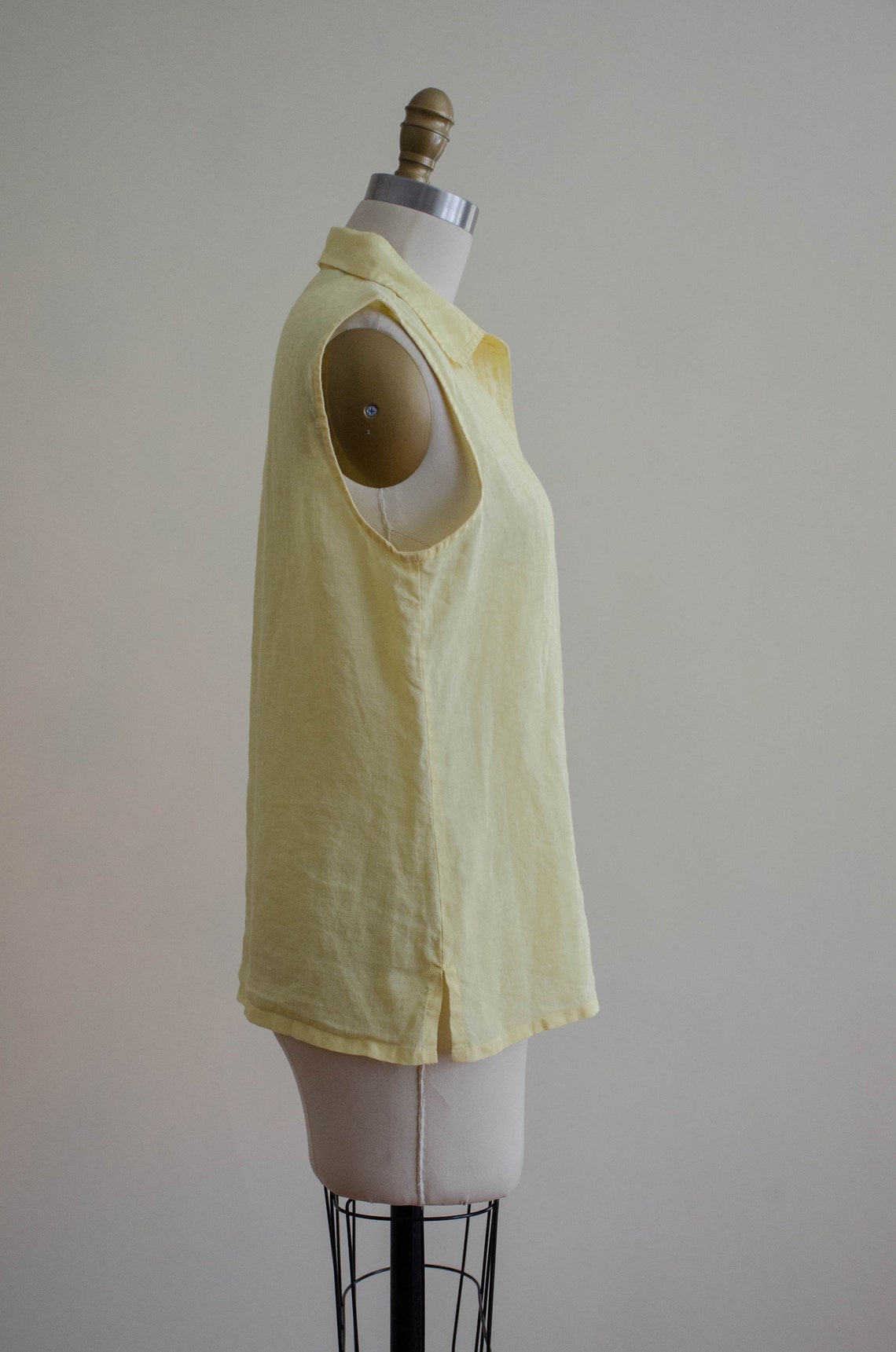 Sleeveless yellow blouse yellow linen blouse | Etsy