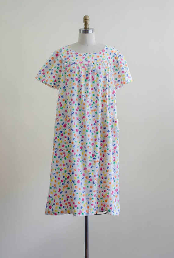 rainbow cotton nightgown | 80s vintage polka dot … - image 2