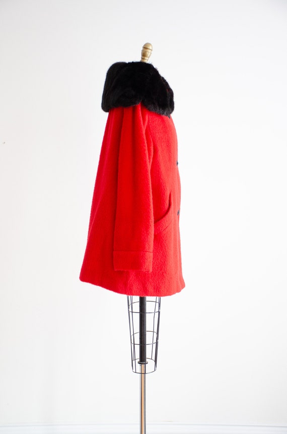 Lilli Ann coat 50s 60s vintage red wool mink fur … - image 8