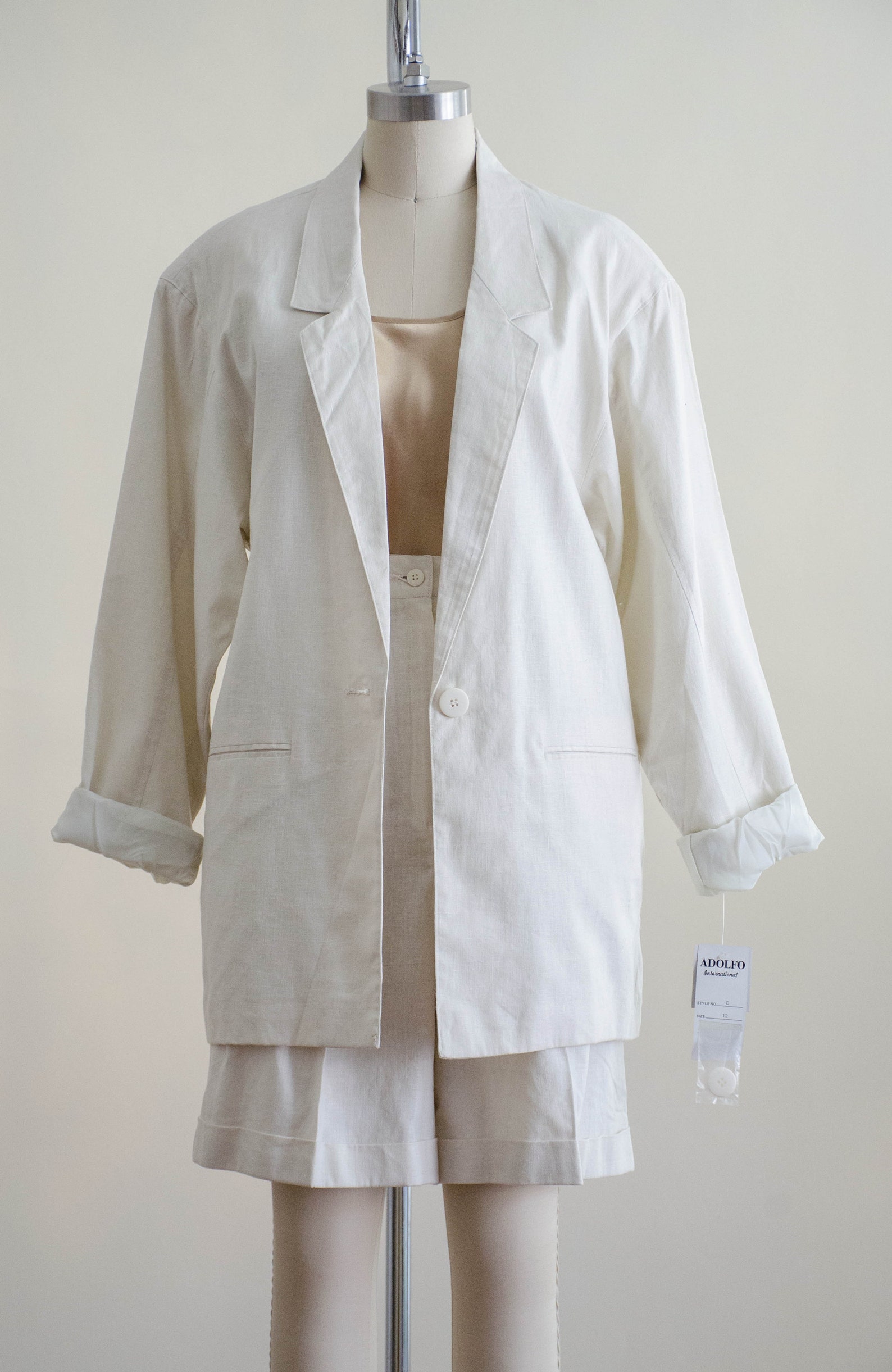 White linen shorts suit vintage shorts and blazer set high Etsy