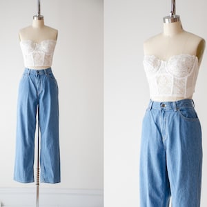 high waisted jeans 90s vintage L.L. Bean faded relaxed fit straight leg boyfriend mom jeans