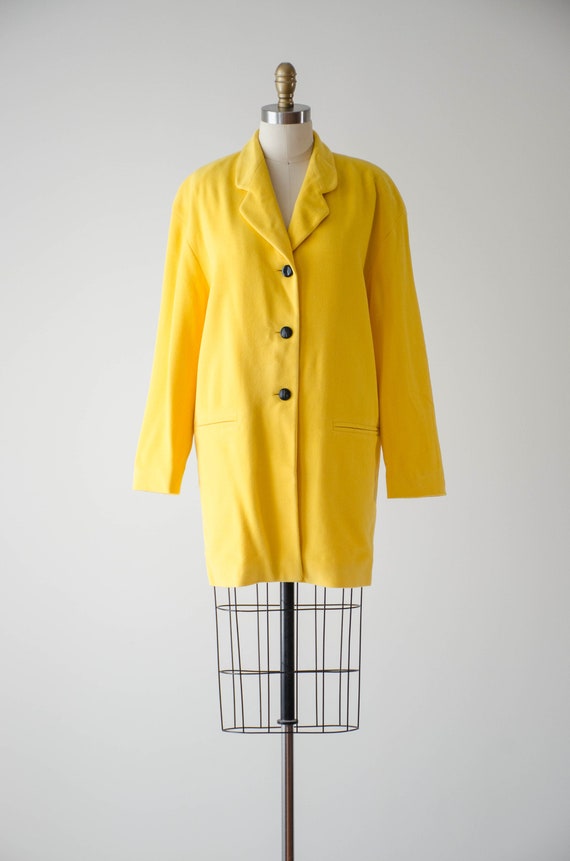 Yellow Wool Jacket 80s 90s Designer Vintage ESCADA Bright Yellow