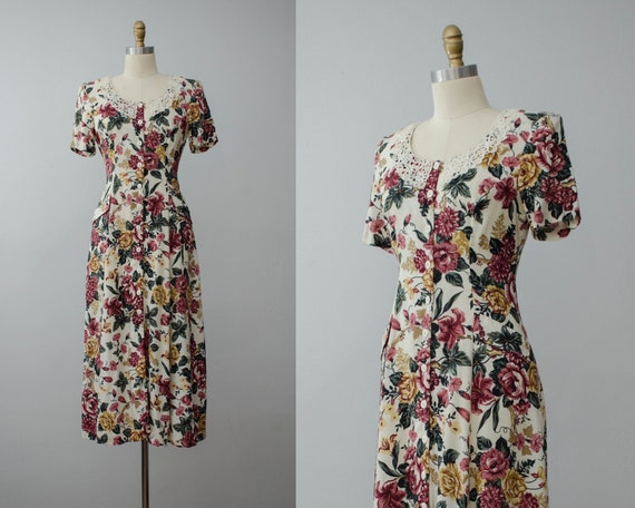 romantic floral dress | lace collar dress