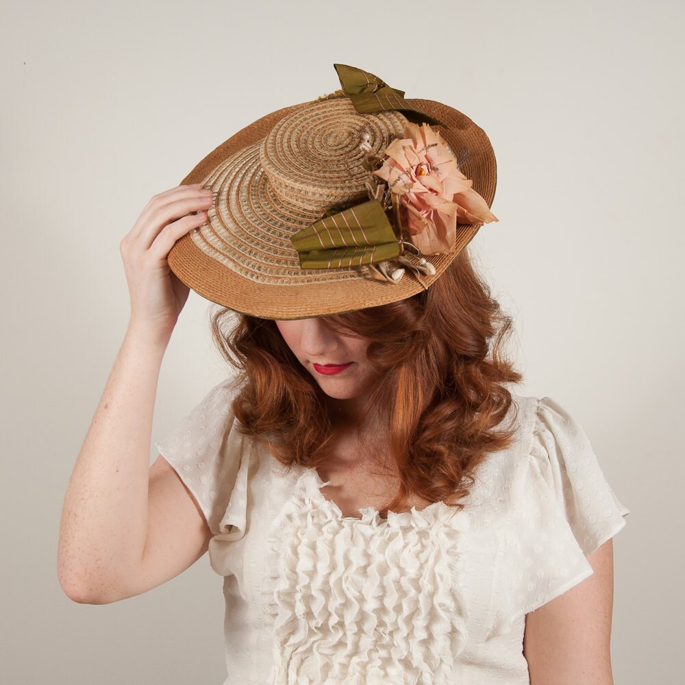 【vintage】1890s straw hat 麦わら帽子 Vintage 1890s Hat / Antique Straw Hat / Strolling - Etsy