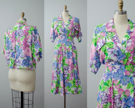 neon floral skirt set | blouse and skirt set