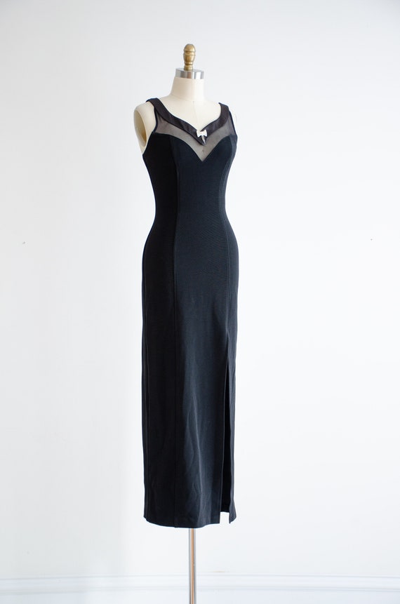 long black dress 90s designer vintage Lillie Rubi… - image 5