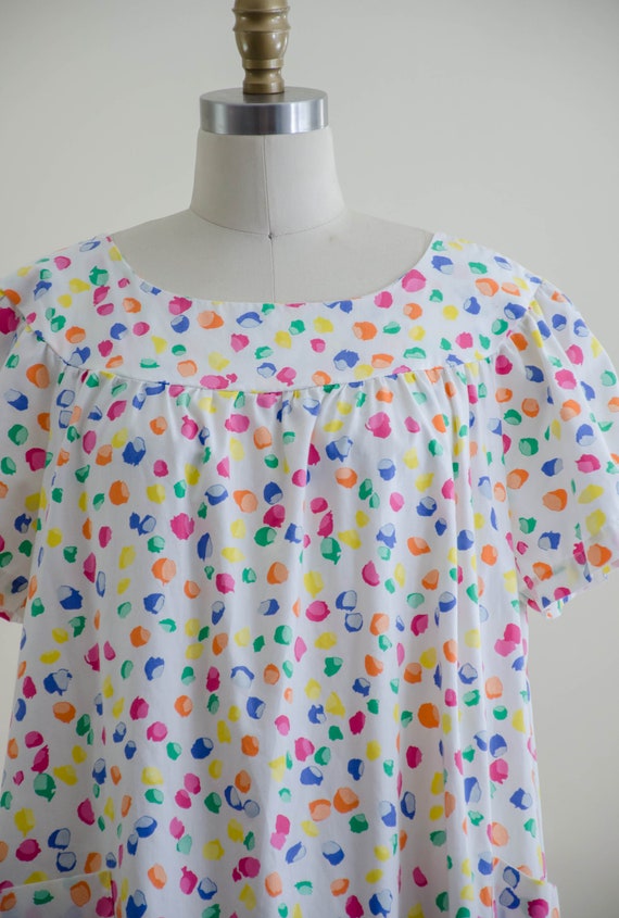 rainbow cotton nightgown | 80s vintage polka dot … - image 3