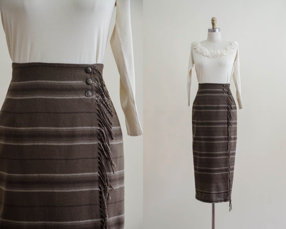 brown wool blanket skirt | Ralph Lauren wrap skirt