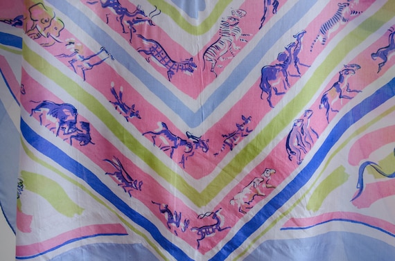 rare 1940s novelty print silk scarf | Noah's Ark … - image 4
