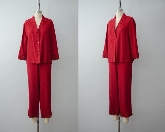 red lounge set | linen blend lounge set