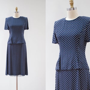 navy floral dress 90s vtg white daisy floral short sleeve 40s style dress