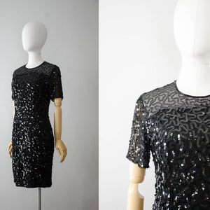 black silk dress | sequined dress | black cocktail dress | Sténay dress