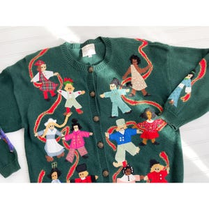 vtg Susan Bristol traditionelle Volkskleidung Neuheit gestickte Strickjacke