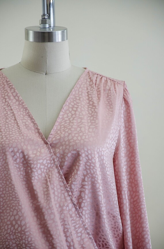 silky pink bodysuit blouse | 80s 90s vintage blus… - image 4