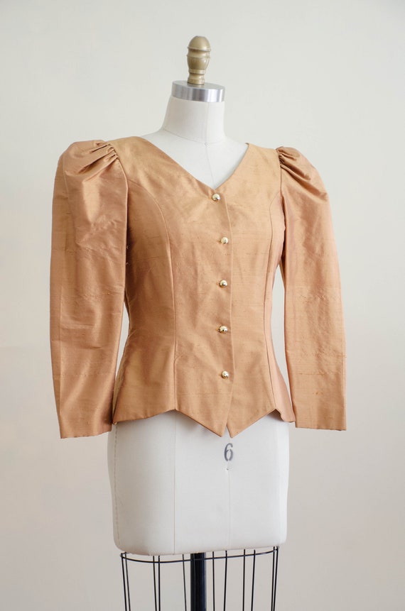 gold puff sleeve jacket | gold blouse - image 6