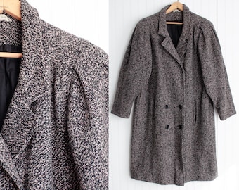 70年代のヘリンボーンコート、ヴィンテージウールコートメンズ