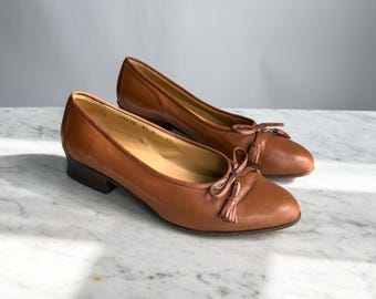Mocasines de cuero marrón, años 80 y 90, vintage, Cole Haan, color canela, mocasines con borlas, talla 7.5