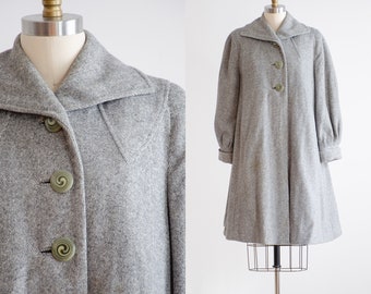 gray wool coat 40s 50s vintage striped swing coat