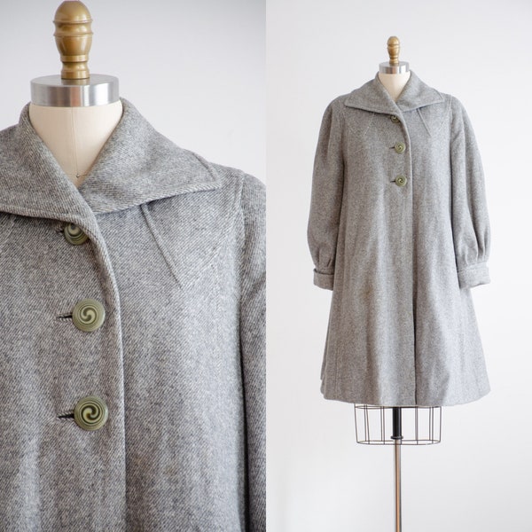 gray wool coat 40s 50s vintage striped swing coat