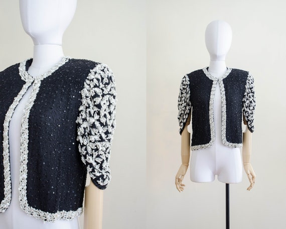 black beaded bolero | sequin jacket