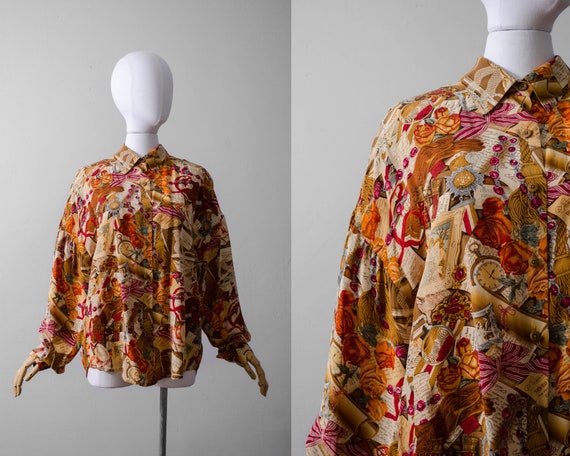 novelty silk blouse granny blouse | Etsy