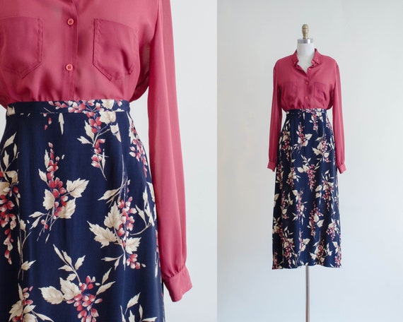 navy floral skirt | floral midi skirt