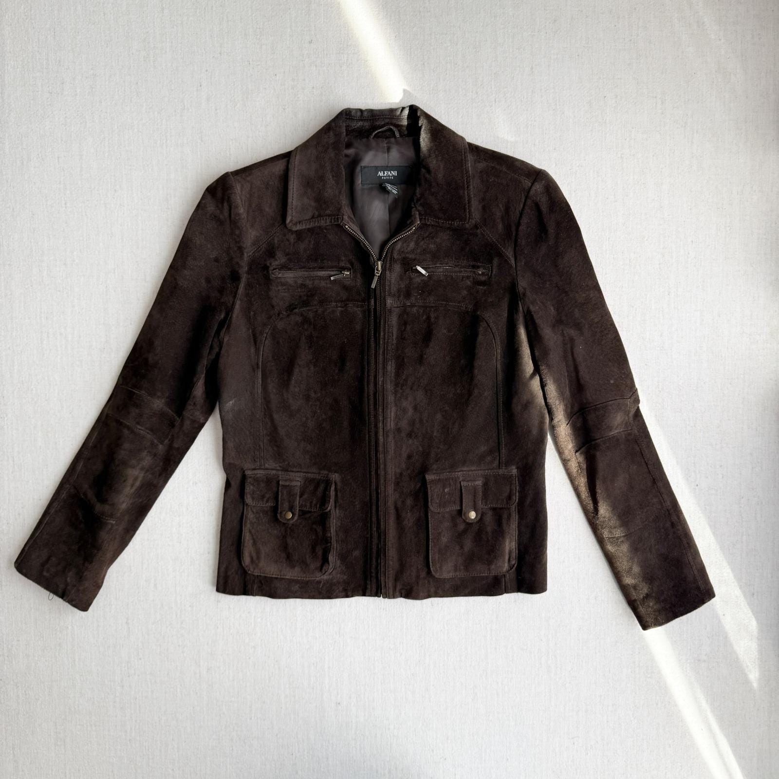 Veste Femme Marine En Faux Daim Alfani - Taille XL - Occasion Très Bon état