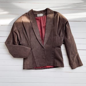 vtg West Bay 80s brown suede leather cropped jacket