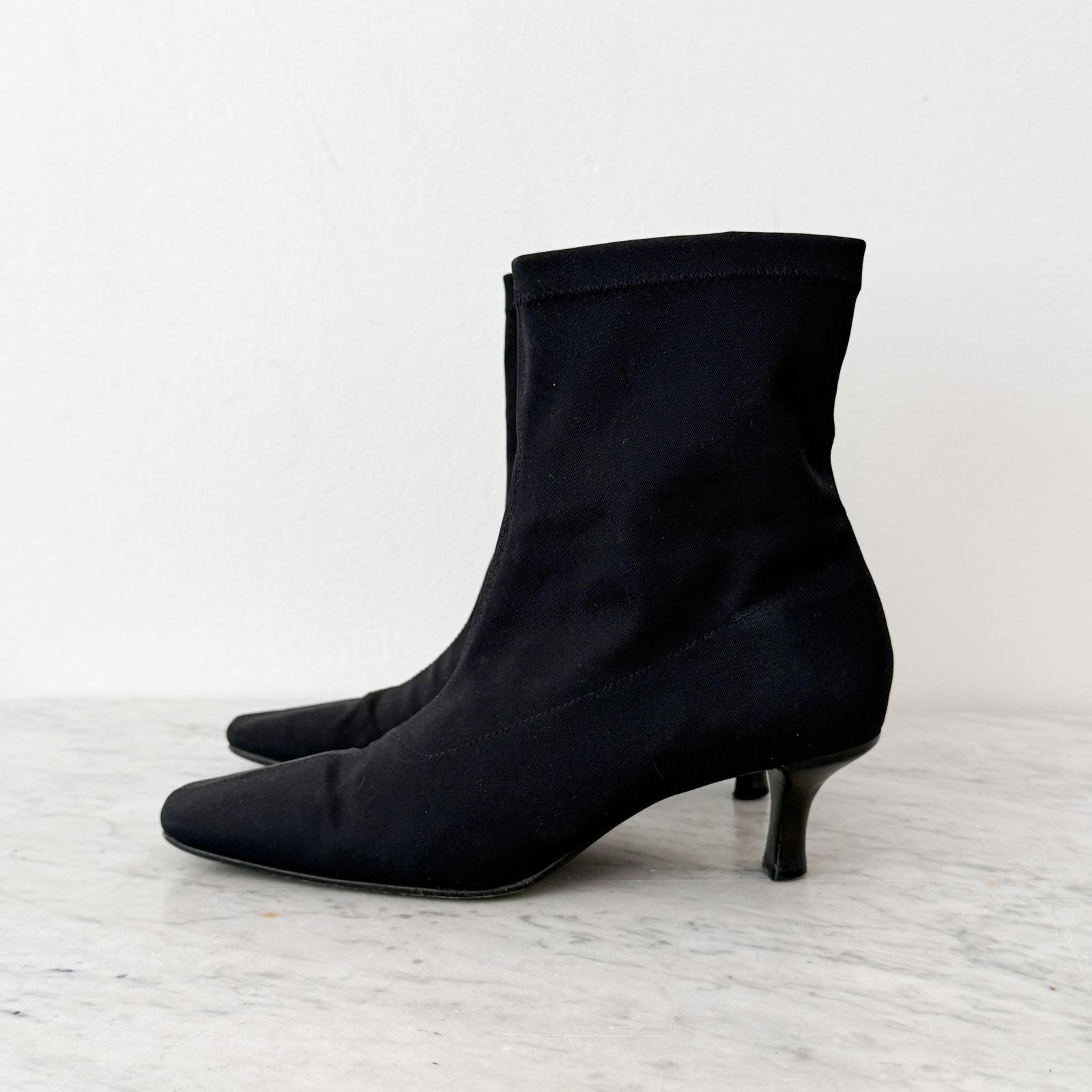 Black Leather Kitten Heel Boots - Etsy