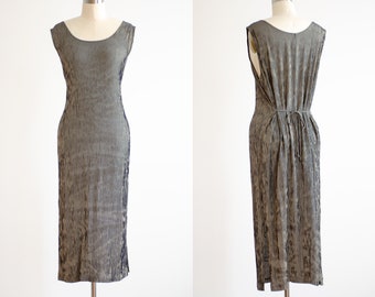 black striped dress 90s vintage beige minimalist oversized sleeveless dress