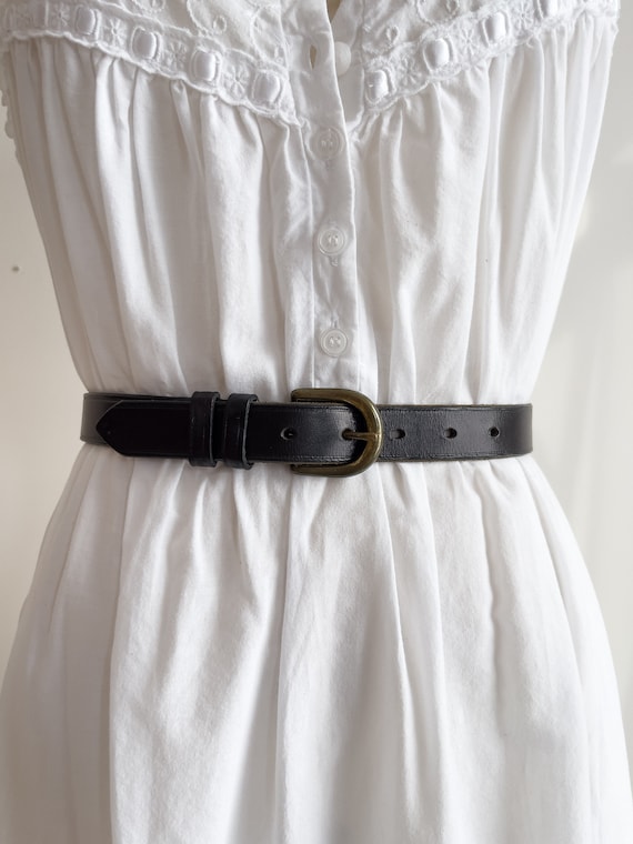 black leather belt 90s vintage Italian saddle leat