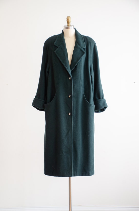green wool coat 80s 90s plus size vintage forest … - image 4