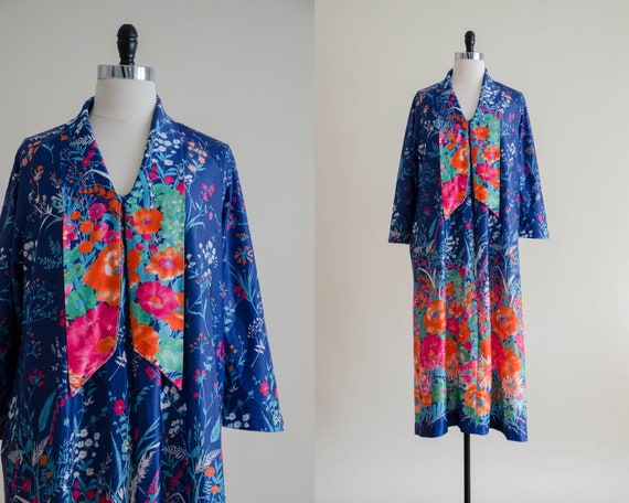 neon floral housecoat | navy floral housecoat