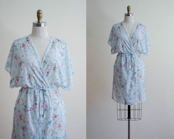 silky floral robe | aquamarine robe