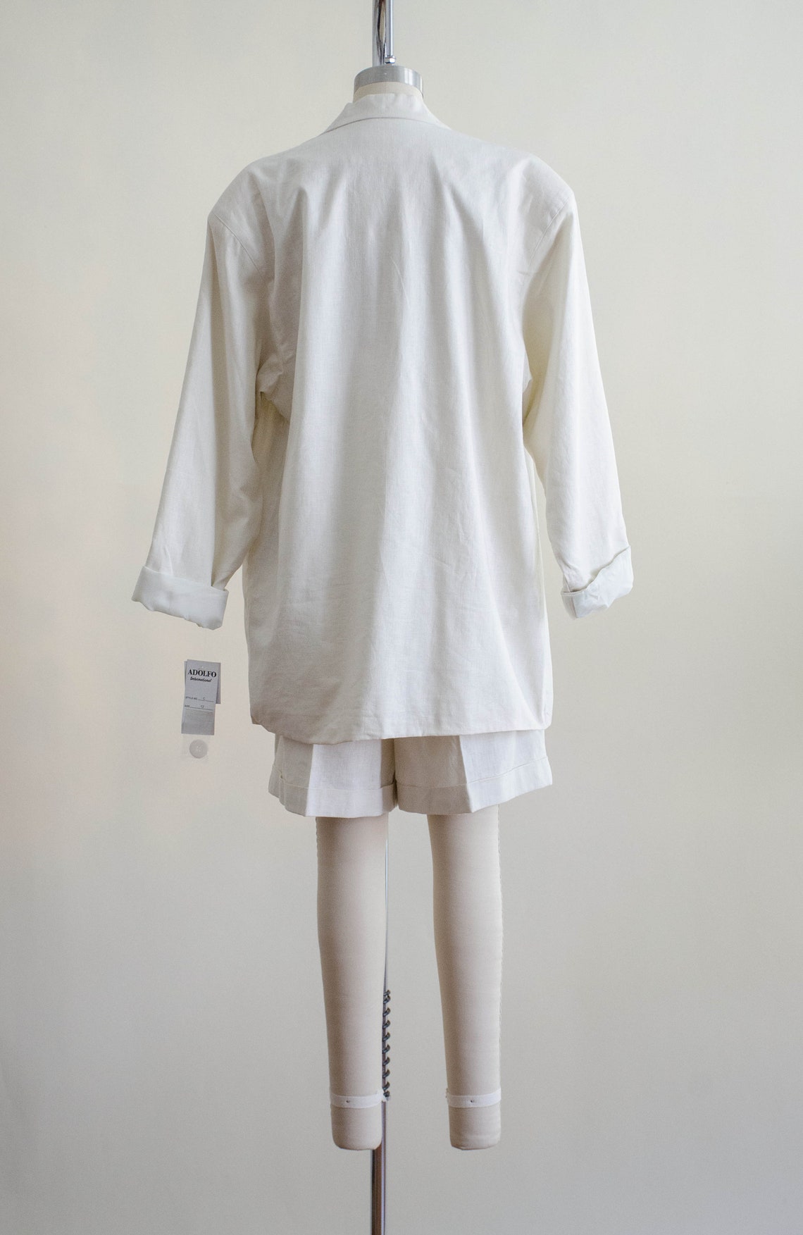 White linen shorts suit vintage shorts and blazer set high Etsy
