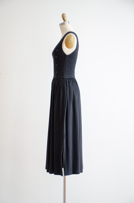 black midi dress 80s 90s vintage rhinestone studd… - image 6