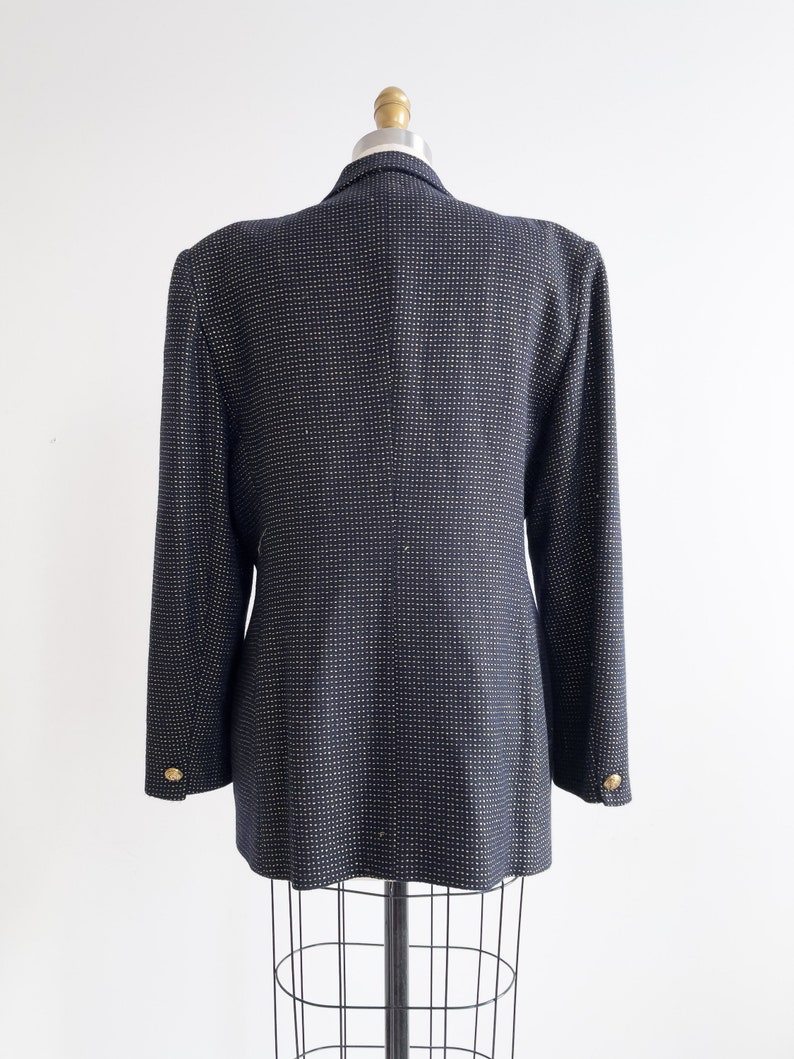 chaqueta de lana azul marino 90s vintage Jones New York blazer de oro azul imagen 6