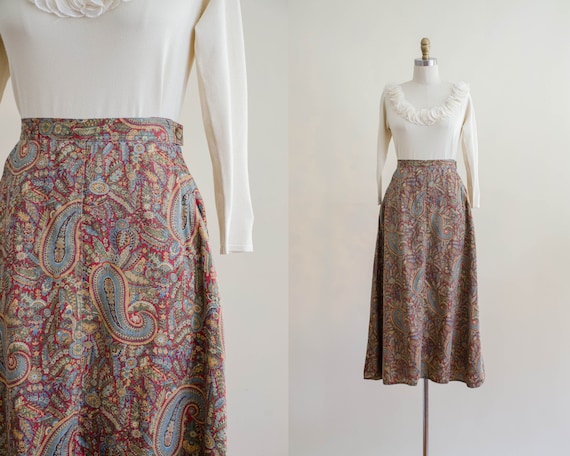 paisley midi skirt | red paisley skirt