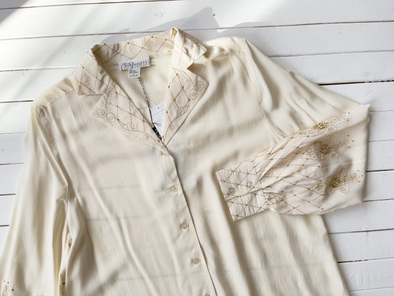 cream silk blouse 80s 90s Diane Von Furstenburg d… - image 1