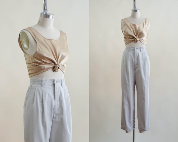 High Waisted Pants 90s Vintage Plus Size Straight Leg Lee Casuals Relaxed  Fit Beige Greige Khaki Cotton Trousers -  Ireland