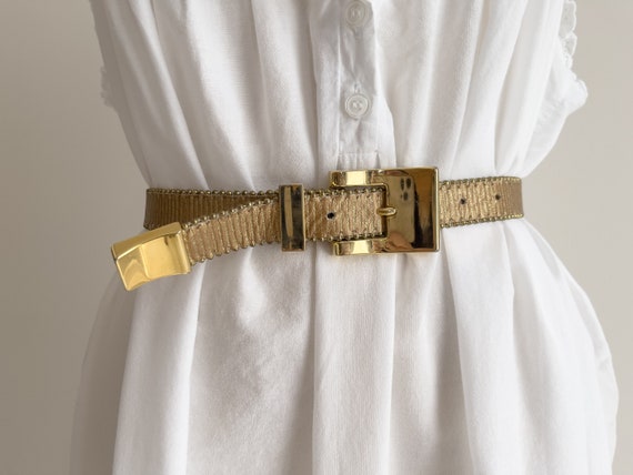 gold leather belt 80s 90s vintage BB Simon design… - image 3