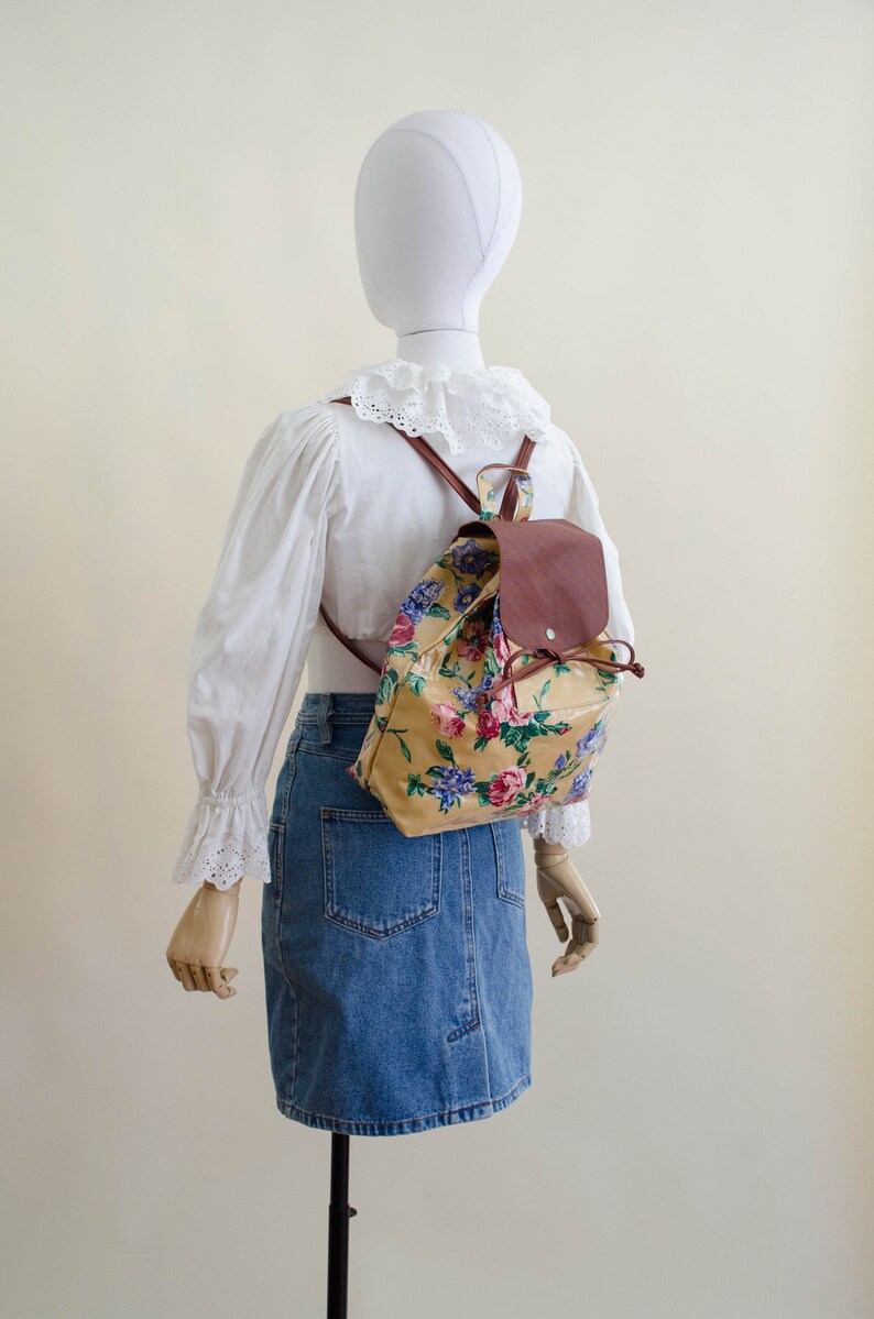 yellow floral backpack