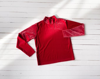 red velvet shirt 90s y2k vintage GAP stretchy mockneck long sleeve shirt
