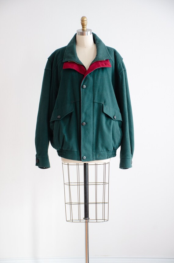 green wool jacket 90s vintage dark forest green m… - image 3